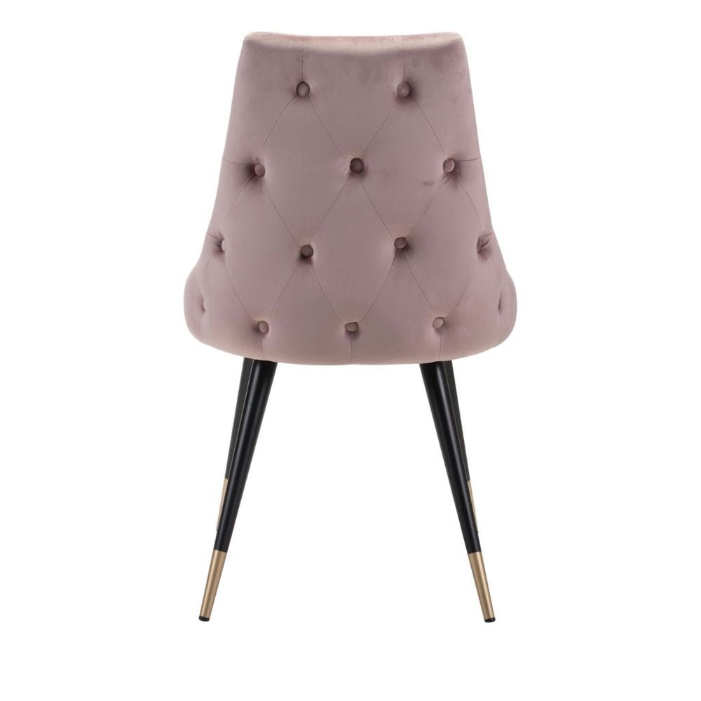 SILLA NOGAL BEAT PICCOLO | Silla para Comedor | Base Acero Negro Oro | Rosa | Terciopelo 100% Poliéster Madera Contrachapada | Interior - 101088 - Zuo - NOGAL BEAT - Sillas