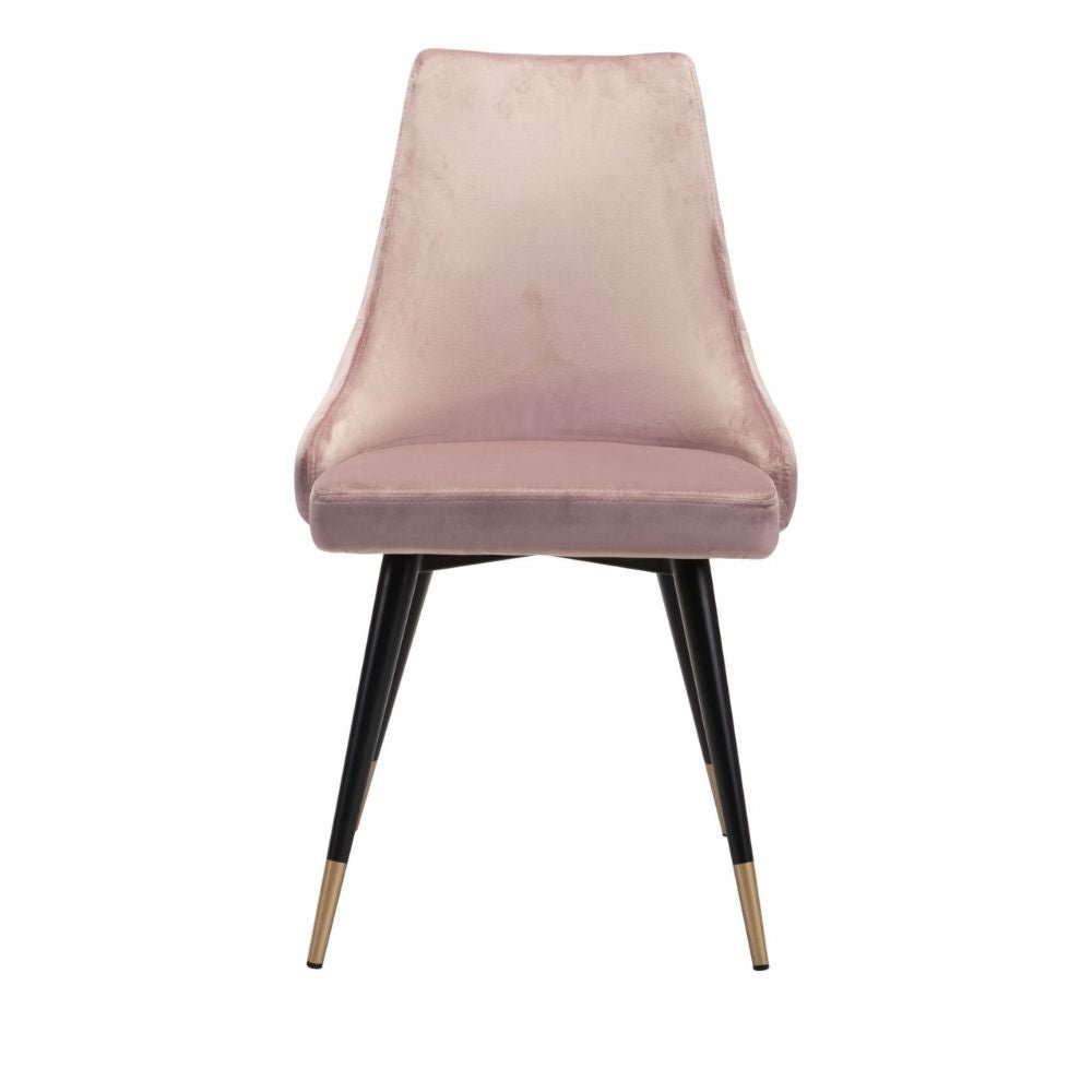 SILLA NOGAL BEAT PICCOLO | Silla para Comedor | Base Acero Negro Oro | Rosa | Terciopelo 100% Poliéster Madera Contrachapada | Interior - 101088 - Zuo - NOGAL BEAT - Sillas