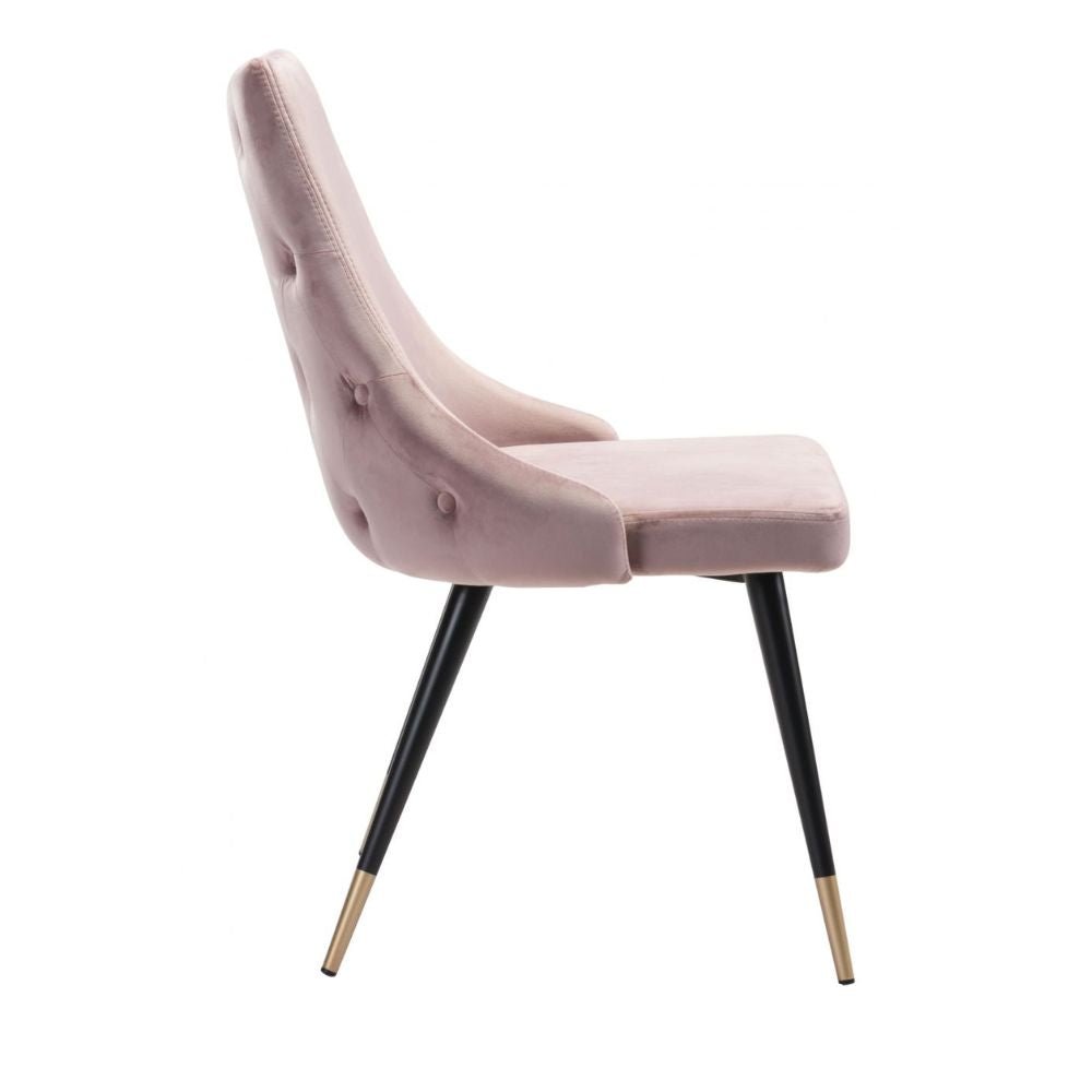 SILLA NOGAL BEAT PICCOLO | Silla para Comedor | Base Acero Negro Oro | Rosa | Terciopelo 100% Poliéster Madera Contrachapada | Interior - 101088 - Zuo - NOGAL BEAT - Sillas