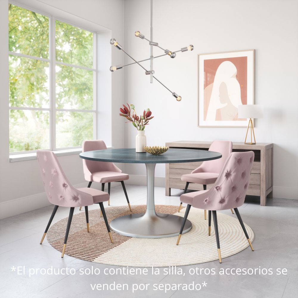 SILLA NOGAL BEAT PICCOLO | Silla para Comedor | Base Acero Negro Oro | Rosa | Terciopelo 100% Poliéster Madera Contrachapada | Interior - 101088 - Zuo - NOGAL BEAT - Sillas