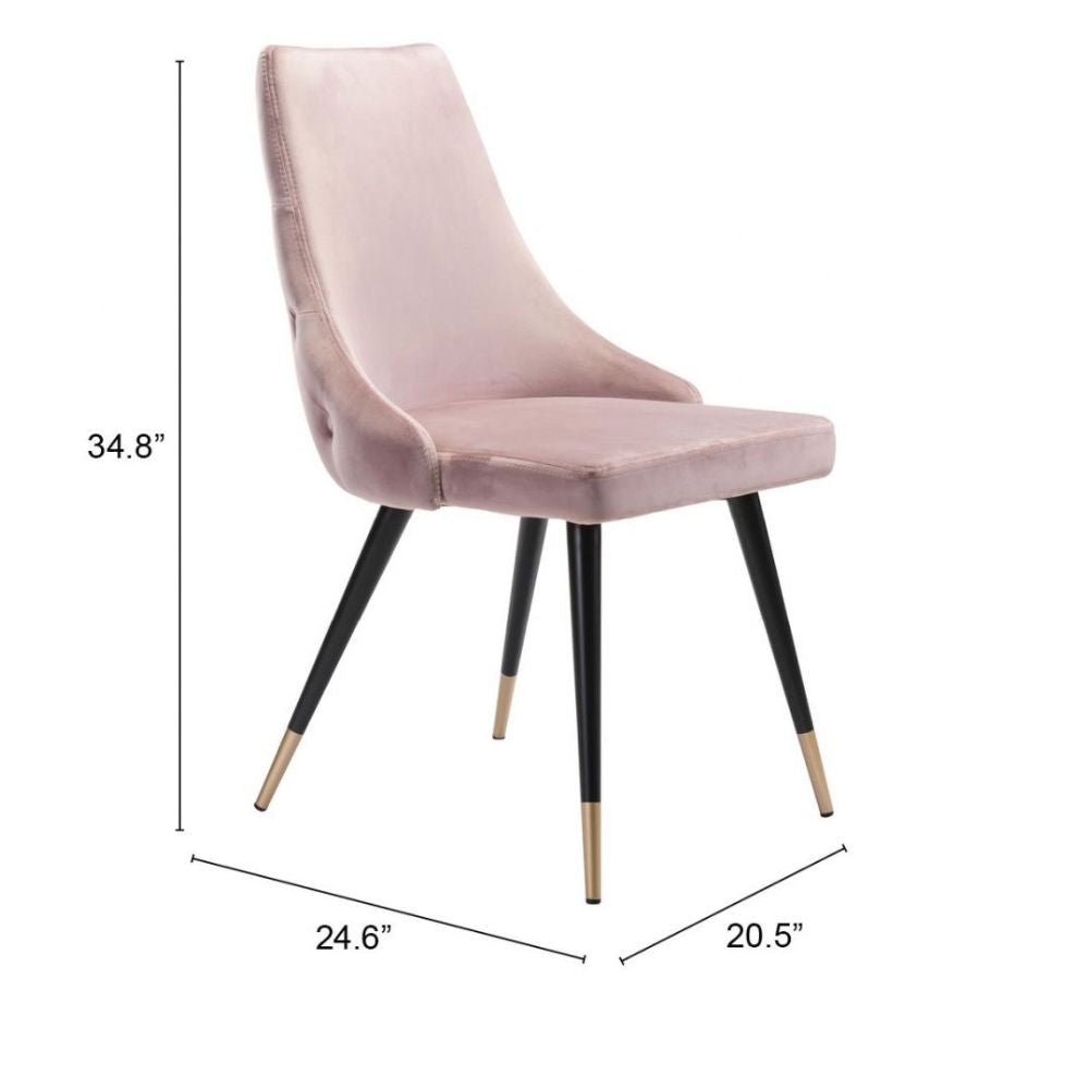 SILLA NOGAL BEAT PICCOLO | Silla para Comedor | Base Acero Negro Oro | Rosa | Terciopelo 100% Poliéster Madera Contrachapada | Interior - 101088 - Zuo - NOGAL BEAT - Sillas