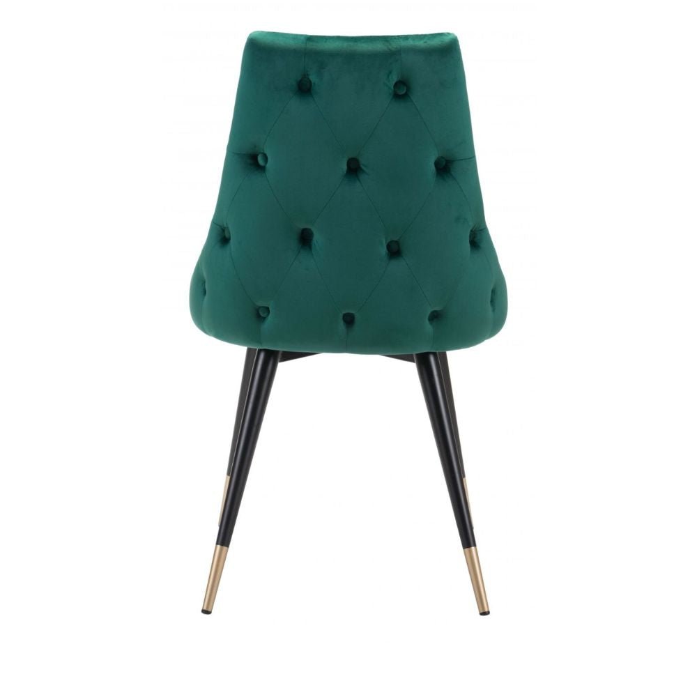 SILLA NOGAL BEAT PICCOLO | Silla para Comedor | Base Acero Negro Oro | Verde | Terciopelo 100% Poliéster Madera Contrachapada | Interior - 101090 - Zuo - NOGAL BEAT -