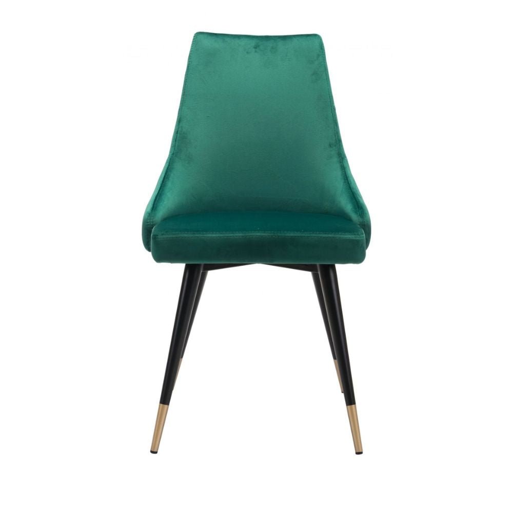 SILLA NOGAL BEAT PICCOLO | Silla para Comedor | Base Acero Negro Oro | Verde | Terciopelo 100% Poliéster Madera Contrachapada | Interior - 101090 - Zuo - NOGAL BEAT -