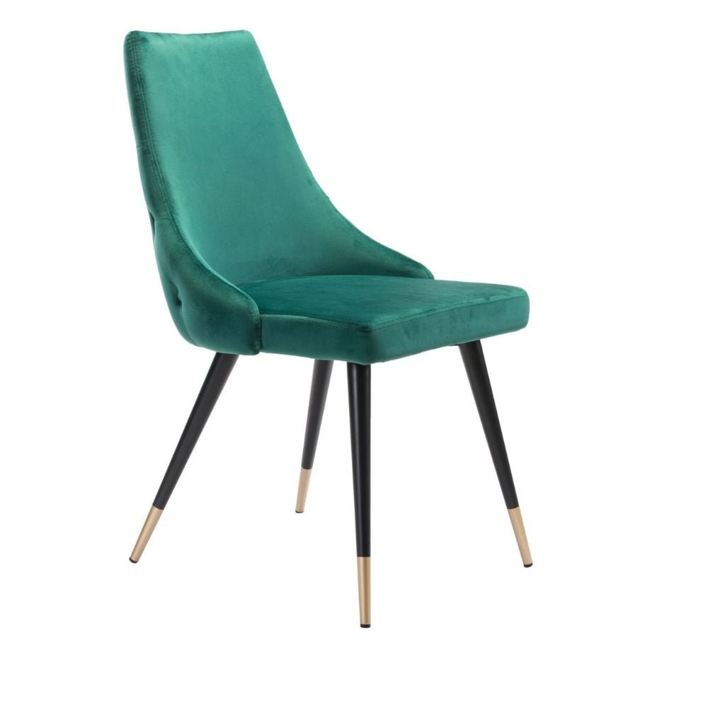 SILLA NOGAL BEAT PICCOLO | Silla para Comedor | Base Acero Negro Oro | Verde | Terciopelo 100% Poliéster Madera Contrachapada | Interior - 101090 - Zuo - NOGAL BEAT -