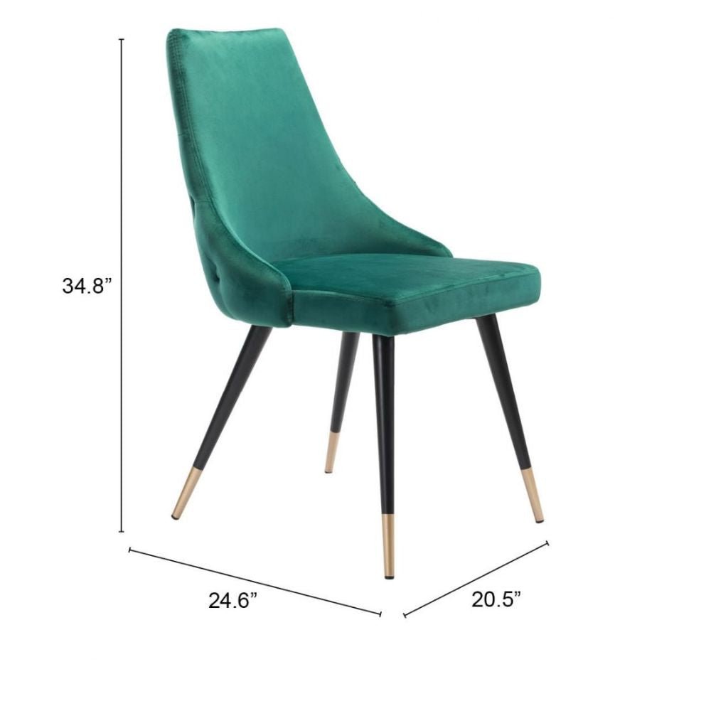 SILLA NOGAL BEAT PICCOLO | Silla para Comedor | Base Acero Negro Oro | Verde | Terciopelo 100% Poliéster Madera Contrachapada | Interior - 101090 - Zuo - NOGAL BEAT -