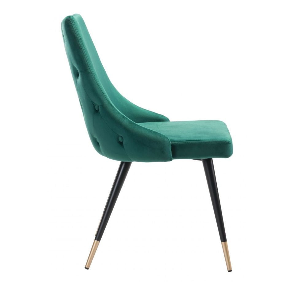 SILLA NOGAL BEAT PICCOLO | Silla para Comedor | Base Acero Negro Oro | Verde | Terciopelo 100% Poliéster Madera Contrachapada | Interior - 101090 - Zuo - NOGAL BEAT -