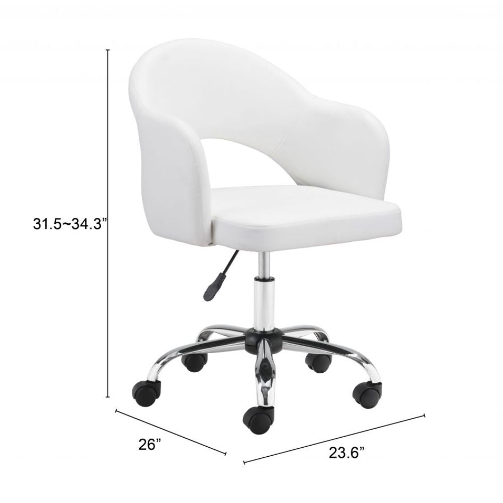 SILLA NOGAL BEAT PLANNER | Silla de Oficina Decorativa | Base Estrella con Rodajas | Blanco | Polipiel 100% Poliuretano | Interior - 101834 - Zuo - NOGAL BEAT -