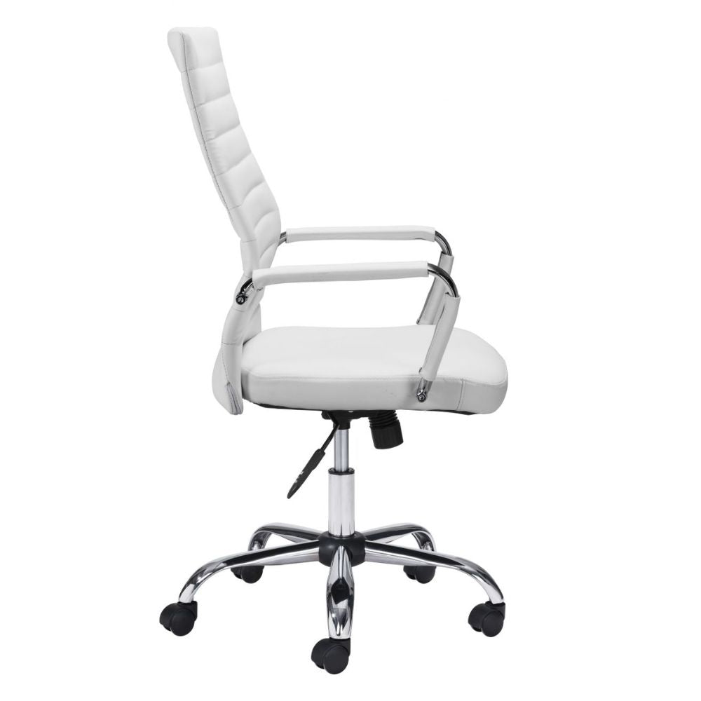 SILLA NOGAL BEAT PRIMERO | Silla de Oficina Moderna Ejecutiva | Base Estrella con Rodajas | Blanco | Polipiel 100% Poliuretano | Interior - 101822 - Zuo - NOGAL BEAT -