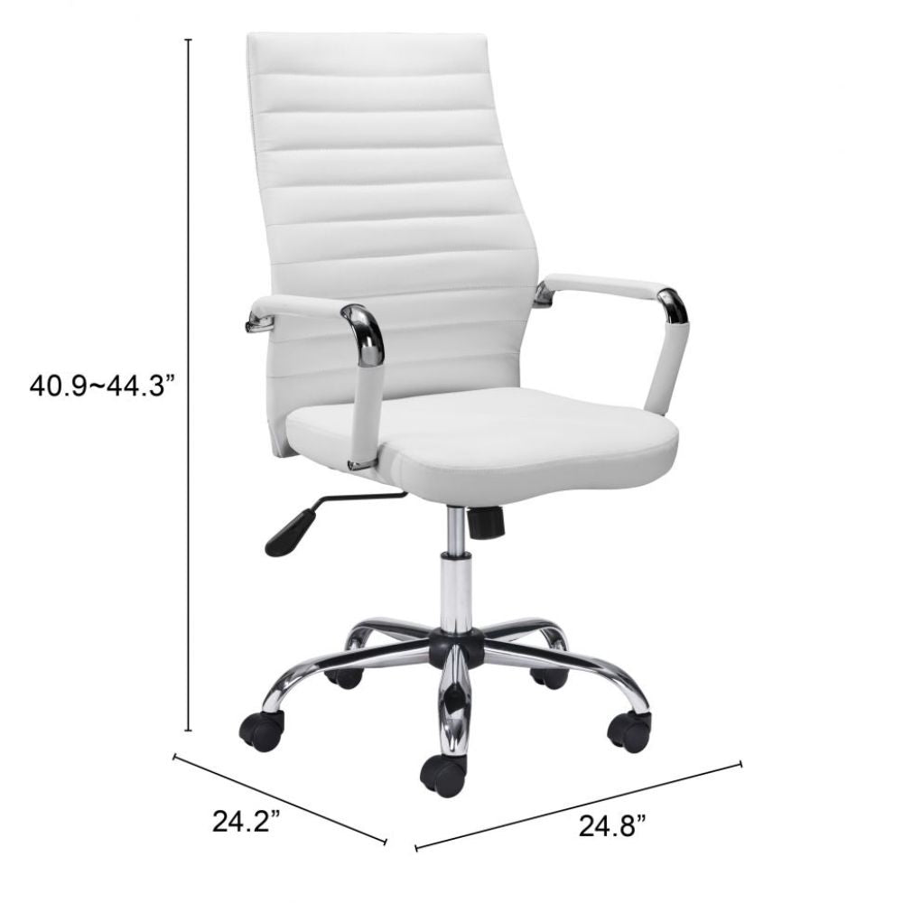 SILLA NOGAL BEAT PRIMERO | Silla de Oficina Moderna Ejecutiva | Base Estrella con Rodajas | Blanco | Polipiel 100% Poliuretano | Interior - 101822 - Zuo - NOGAL BEAT -