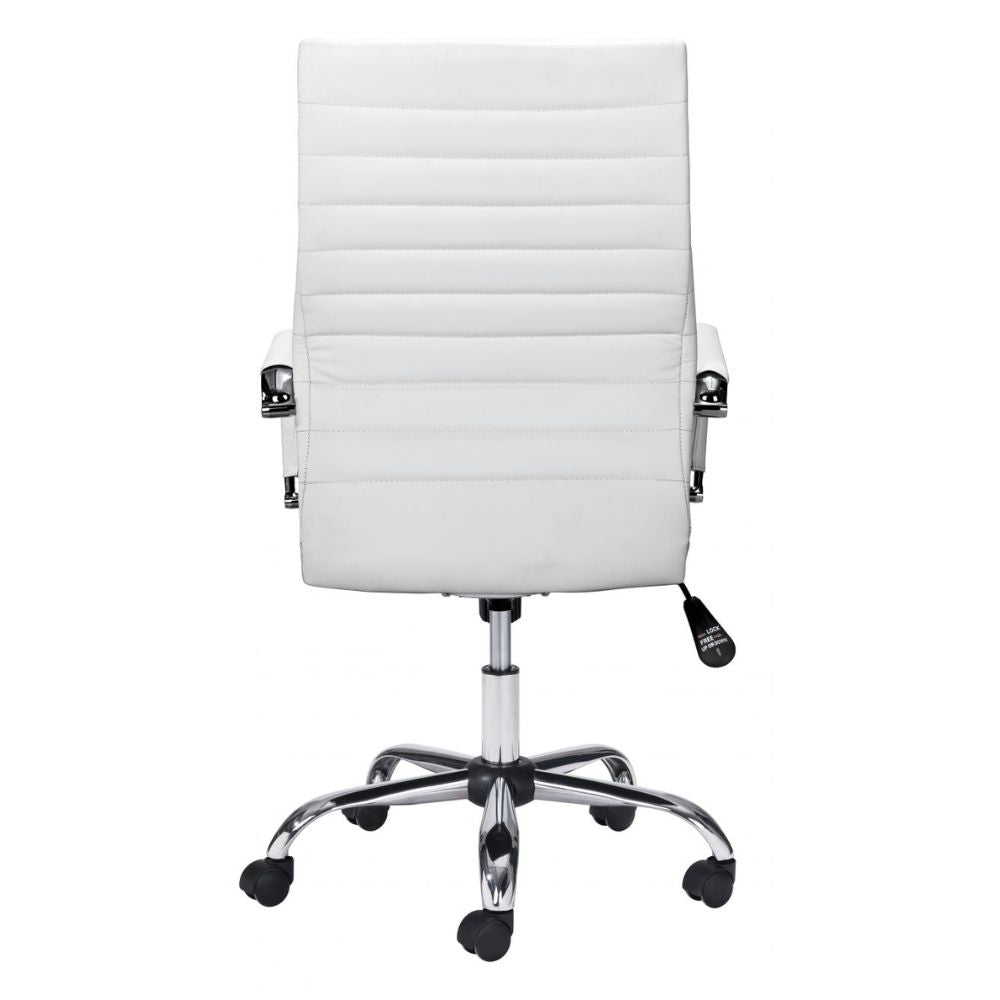 SILLA NOGAL BEAT PRIMERO | Silla de Oficina Moderna Ejecutiva | Base Estrella con Rodajas | Blanco | Polipiel 100% Poliuretano | Interior - 101822 - Zuo - NOGAL BEAT -