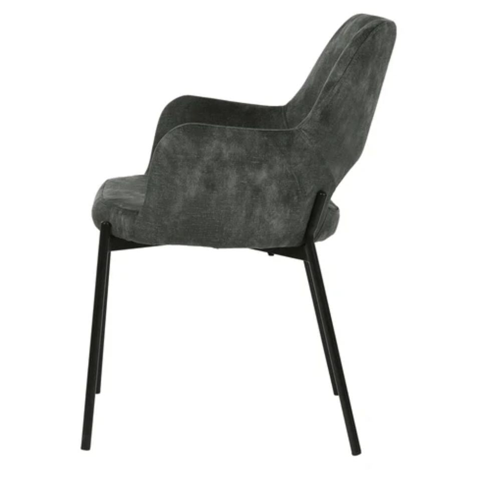 Silla comercial Nogal Beat Shcola 3038 con asiento y respaldo tapizados y patas en negro mate