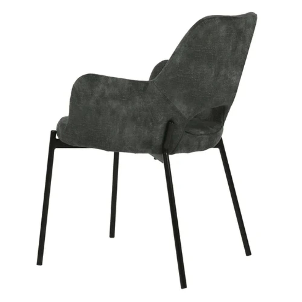 Silla comercial Nogal Beat Shcola 3038 con asiento y respaldo tapizados y patas en negro mate