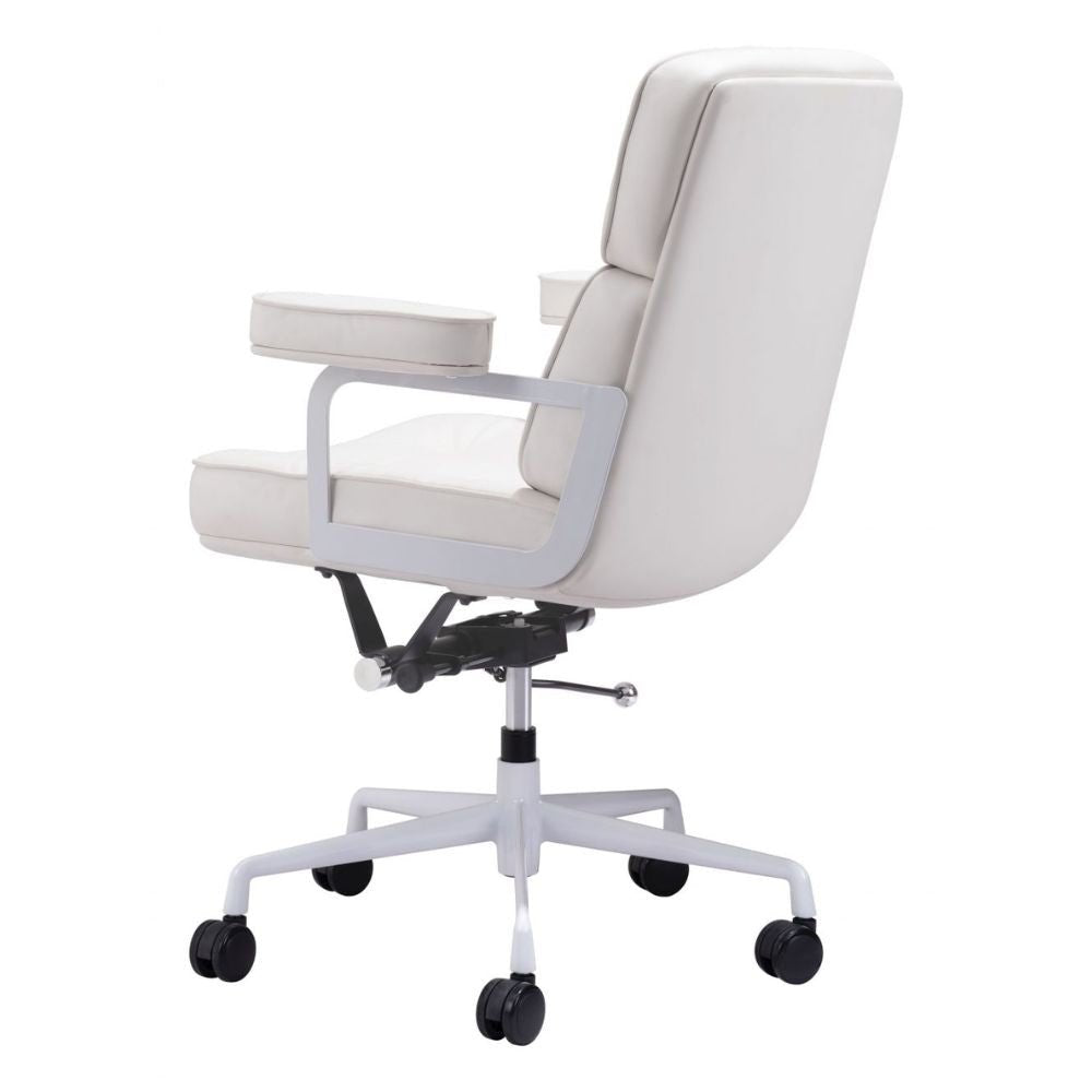 SILLA NOGAL BEAT SMITHS | Silla de Oficina Moderna | Base Estrella con Rodajas | Blanco | Piel Sintética 100% Poliuretano | Interior - 109470 - Zuo - NOGAL BEAT -