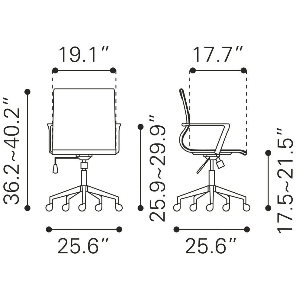 SILLA NOGAL BEAT STACY | Silla de Oficina para Empresa | Base Estrella con Rodajas | Blanco | Piel Sintética 100% Poliuretano | Interior - 102007 - Zuo - NOGAL BEAT -