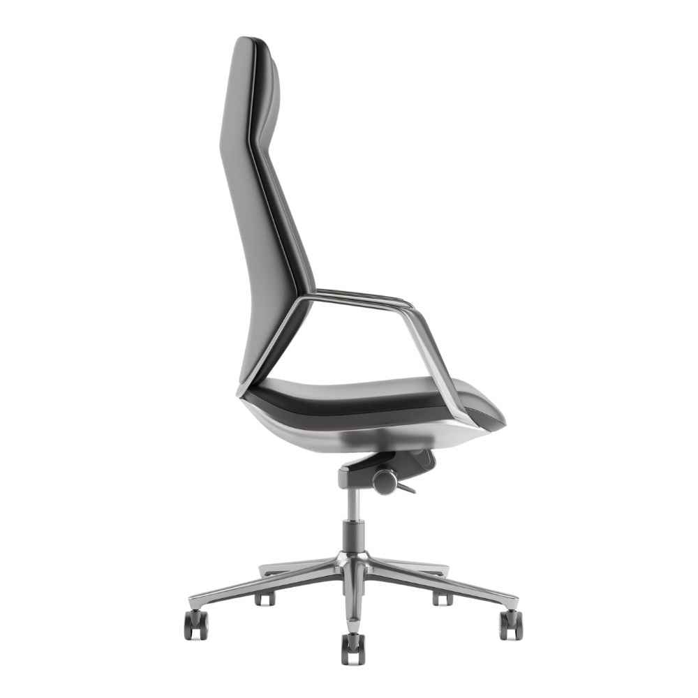 Silla de oficina directiva Nogal Beat Stark negra tapizada en Technoleather con base estrella