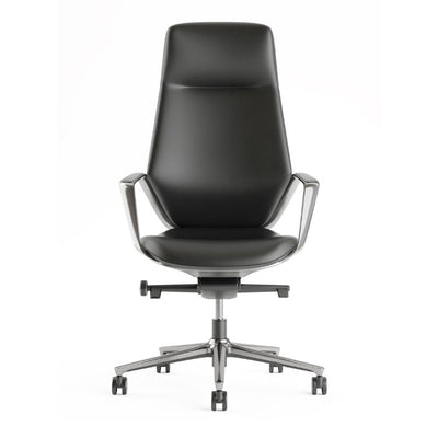 Silla de oficina directiva Nogal Beat Stark negra tapizada en Technoleather con base estrella
