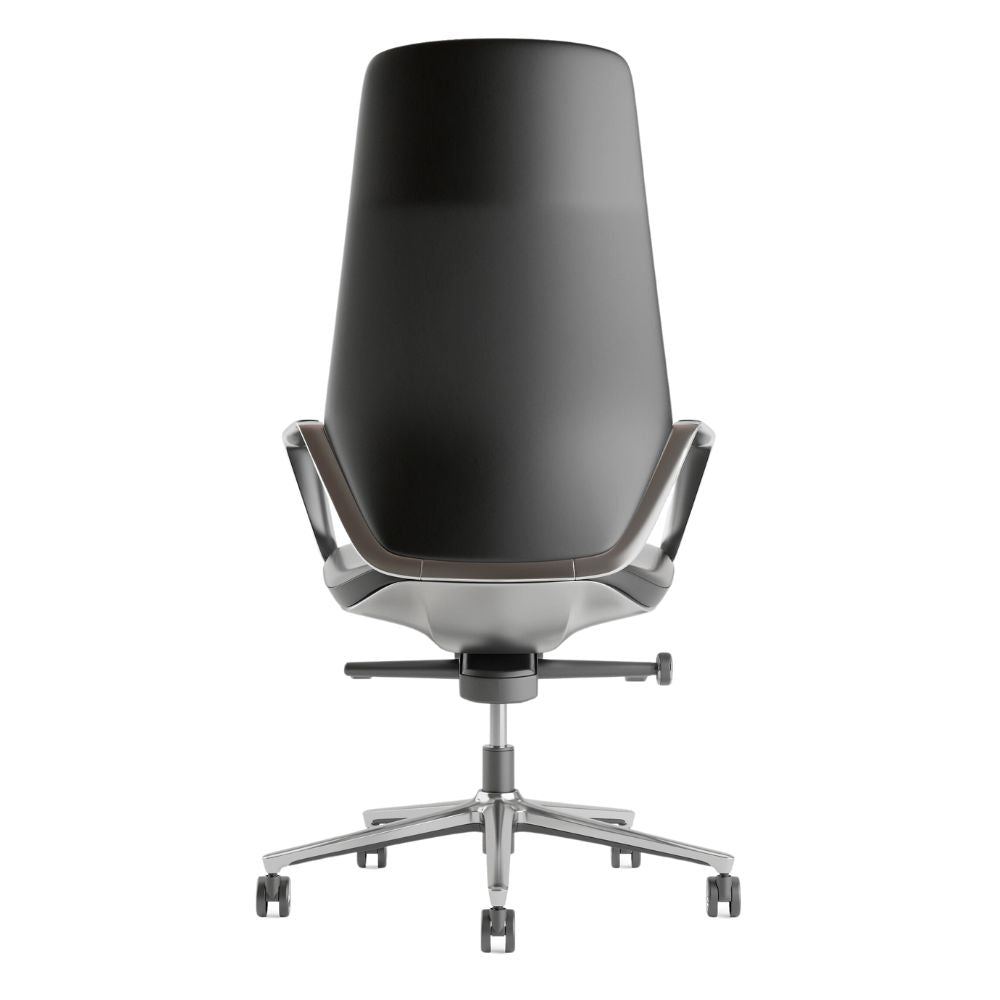 Silla de oficina directiva Nogal Beat Stark negra tapizada en Technoleather con base estrella