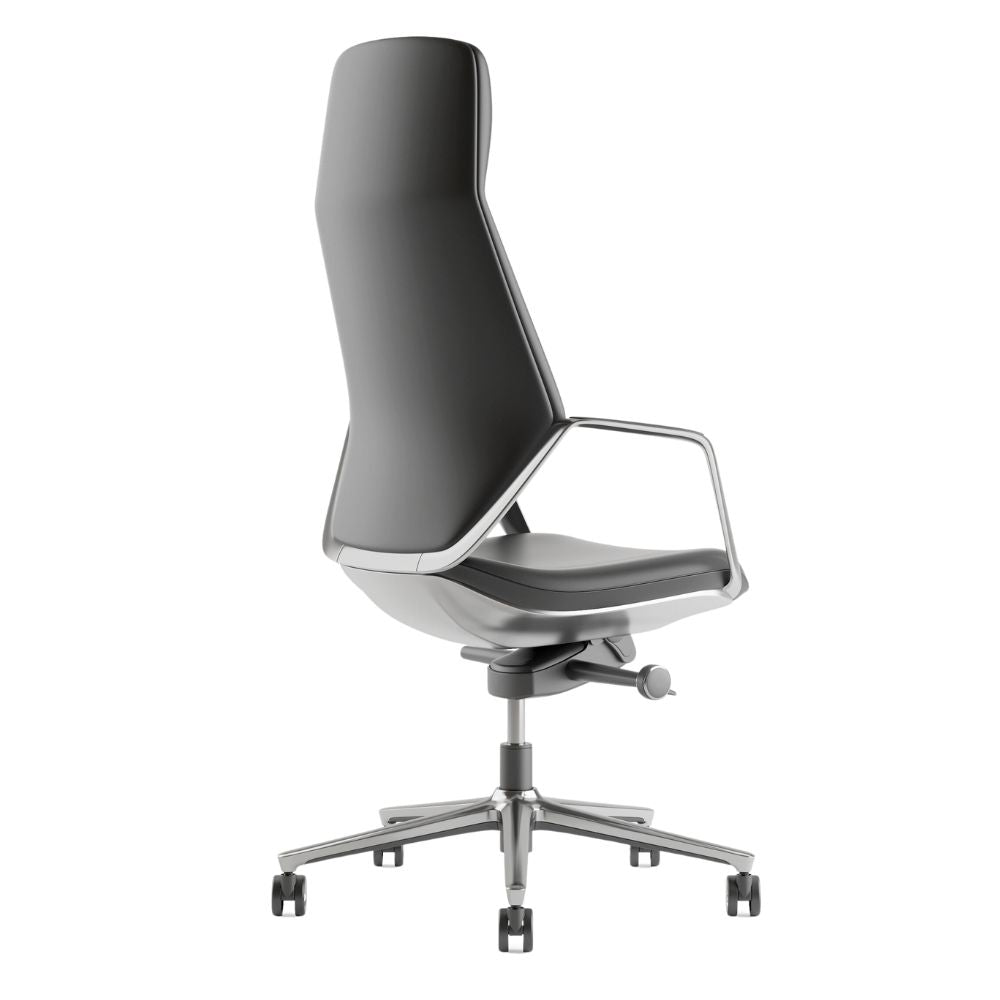 Silla de oficina directiva Nogal Beat Stark negra tapizada en Technoleather con base estrella