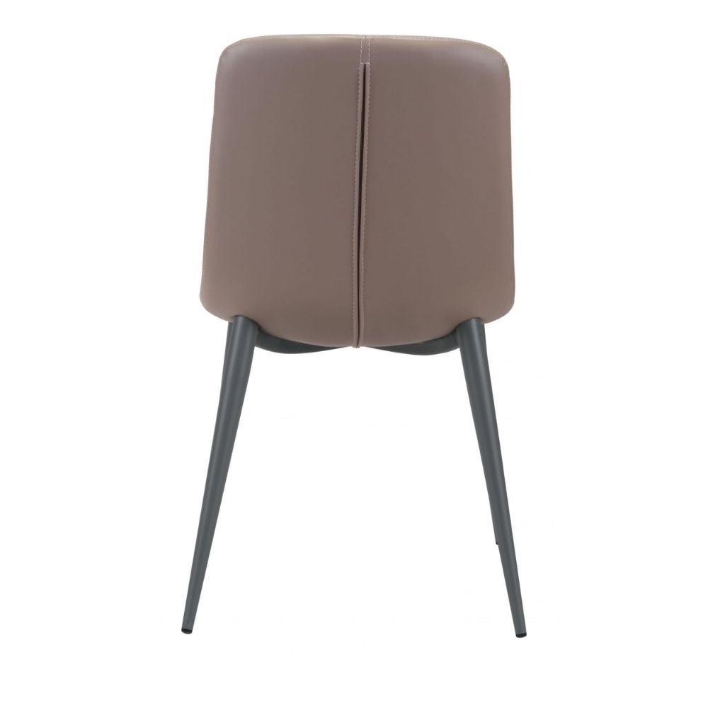 SILLA NOGAL BEAT TANGIERS | Silla Decorativa para Comedor | Estructura Acero Gris | Marrón | Piel Sintética 100% Poliuretano Madera Contrachapada | Interior - 101082 - Zuo - NOGAL BEAT - Sillas