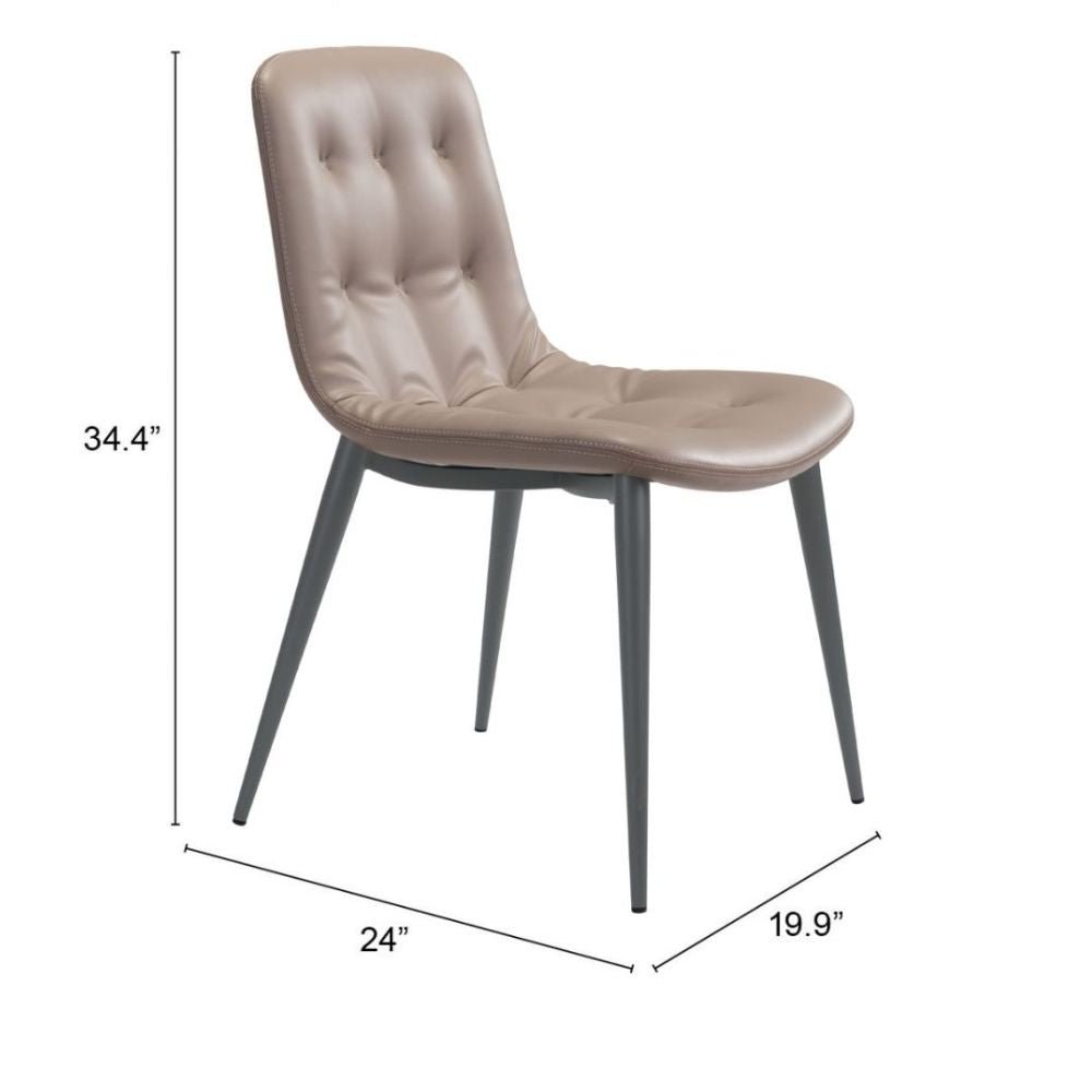 SILLA NOGAL BEAT TANGIERS | Silla Decorativa para Comedor | Estructura Acero Gris | Marrón | Piel Sintética 100% Poliuretano Madera Contrachapada | Interior - 101082 - Zuo - NOGAL BEAT - Sillas