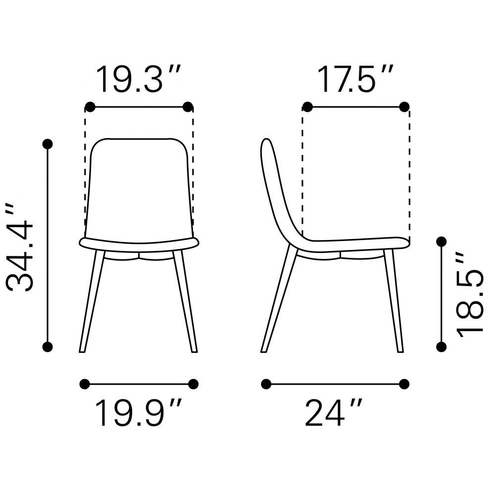 SILLA NOGAL BEAT TANGIERS | Silla Decorativa para Comedor | Estructura Acero Gris | Marrón | Piel Sintética 100% Poliuretano Madera Contrachapada | Interior - 101082 - Zuo - NOGAL BEAT - Sillas