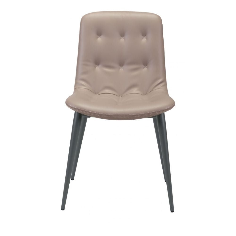 SILLA NOGAL BEAT TANGIERS | Silla Decorativa para Comedor | Estructura Acero Gris | Marrón | Piel Sintética 100% Poliuretano Madera Contrachapada | Interior - 101082 - Zuo - NOGAL BEAT - Sillas