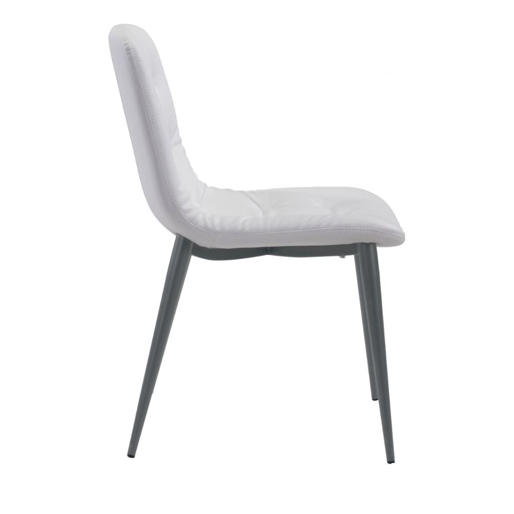 SILLA NOGAL BEAT TANGIERS | Silla para Comedor | Base Acero Gris | Blanco | Piel Sintética 100% Poliuretano Madera Contrachapada | Interior - 101083 - Zuo - NOGAL BEAT - Sillas