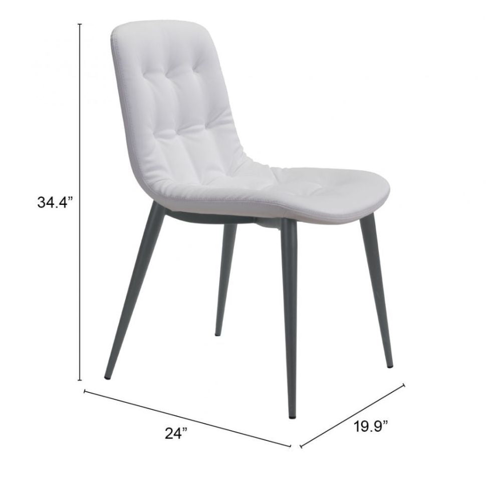 SILLA NOGAL BEAT TANGIERS | Silla para Comedor | Base Acero Gris | Blanco | Piel Sintética 100% Poliuretano Madera Contrachapada | Interior - 101083 - Zuo - NOGAL BEAT - Sillas