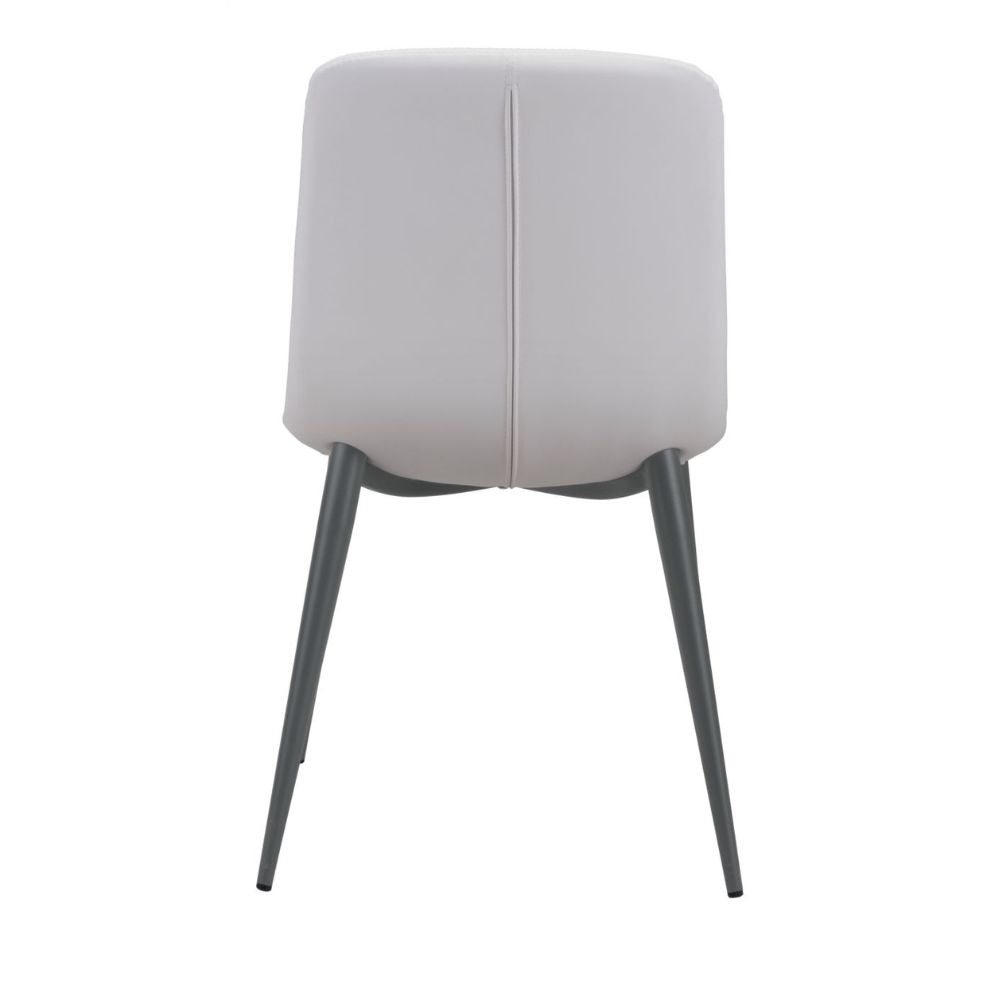 SILLA NOGAL BEAT TANGIERS | Silla para Comedor | Base Acero Gris | Blanco | Piel Sintética 100% Poliuretano Madera Contrachapada | Interior - 101083 - Zuo - NOGAL BEAT - Sillas