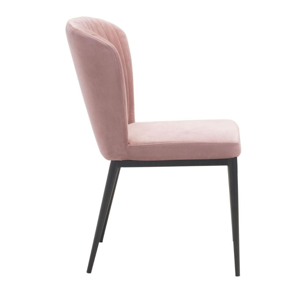 SILLA NOGAL BEAT TOLIVERE | Silla de Comedor | Base Acero Negro | Rosa | Terciopelo 100% Poliéster Madera Contrachapada | Interior - 101101 - Zuo - NOGAL BEAT - Sillas