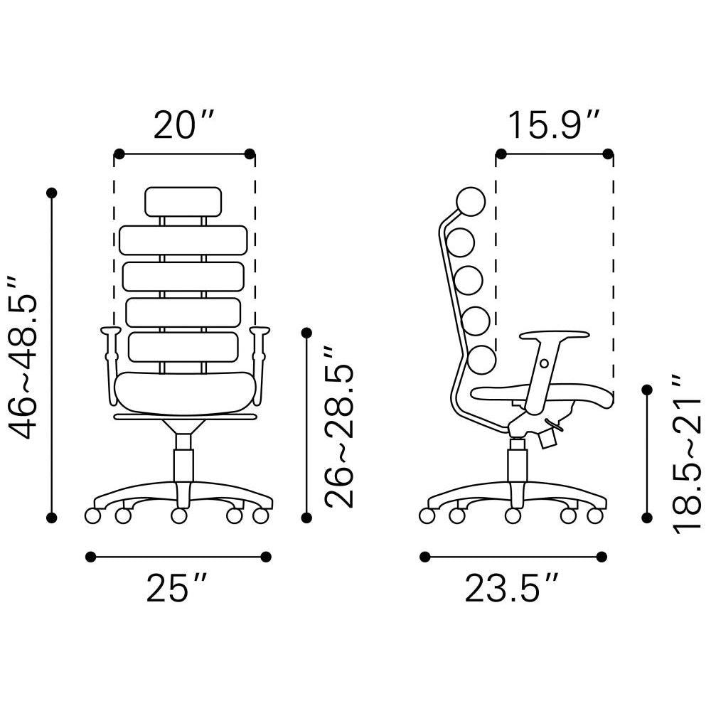 SILLA NOGAL BEAT UNICO | Silla de Oficina Moderna | Base Estrella con Rodajas | Blanco | Piel Sintética 100% Poliuretano | Interior - 205051 - Zuo - NOGAL BEAT -