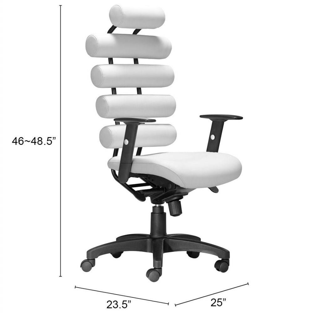 SILLA NOGAL BEAT UNICO | Silla de Oficina Moderna | Base Estrella con Rodajas | Blanco | Piel Sintética 100% Poliuretano | Interior - 205051 - Zuo - NOGAL BEAT -