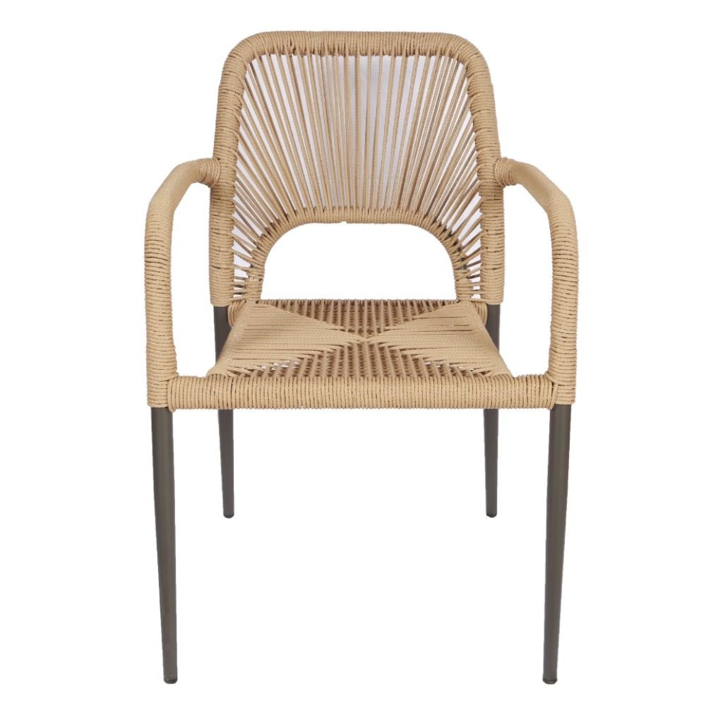 Silla de terraza Nogal Beat Zipolite con estructura de aluminio y tejido de cuerda sintética, varios colores.