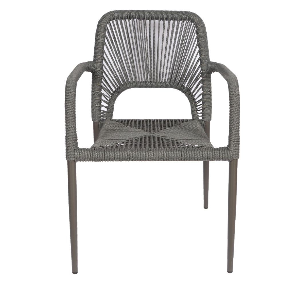 Silla de terraza Nogal Beat Zipolite con estructura de aluminio y tejido de cuerda sintética, varios colores.