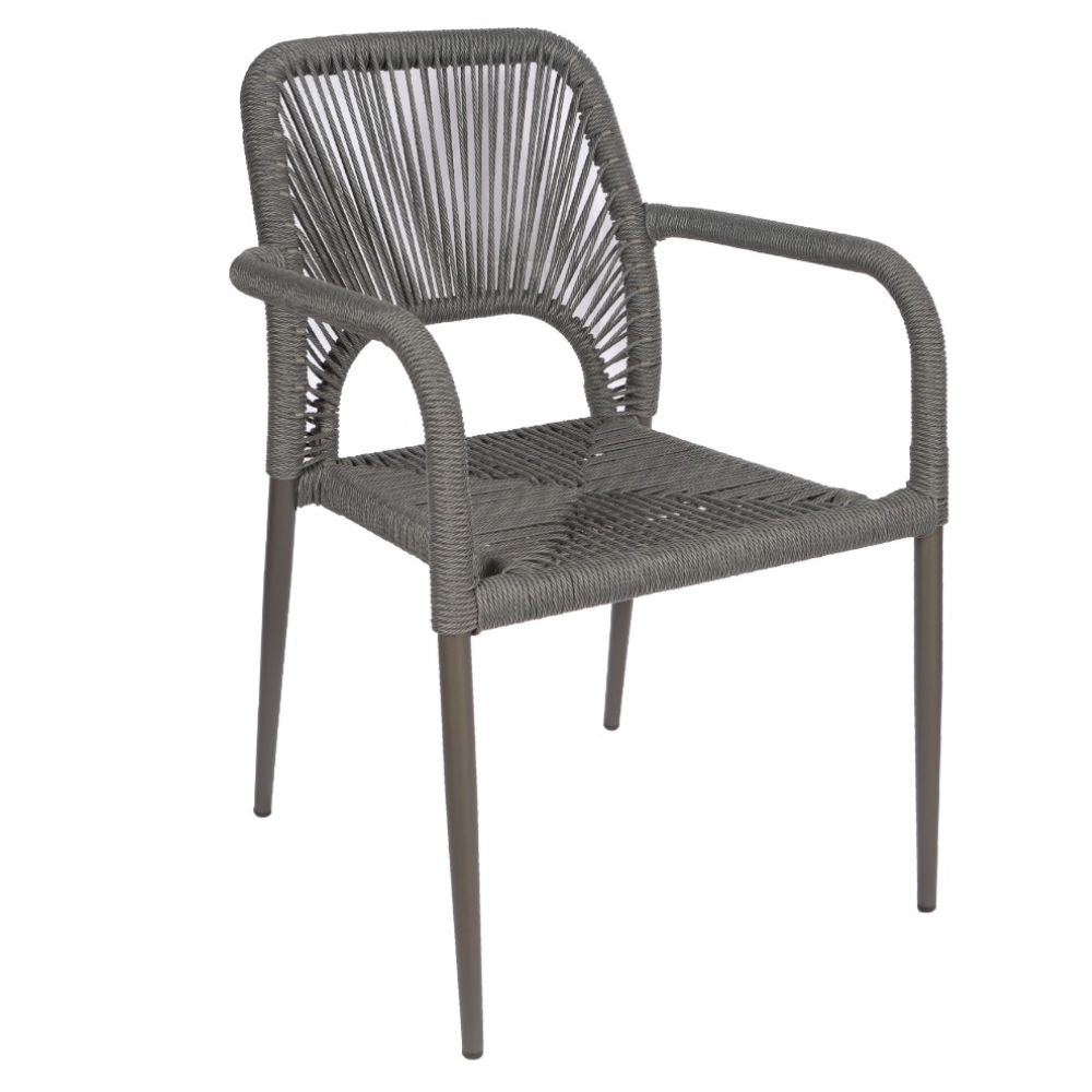 Silla de terraza Nogal Beat Zipolite con estructura de aluminio y tejido de cuerda sintética, varios colores.