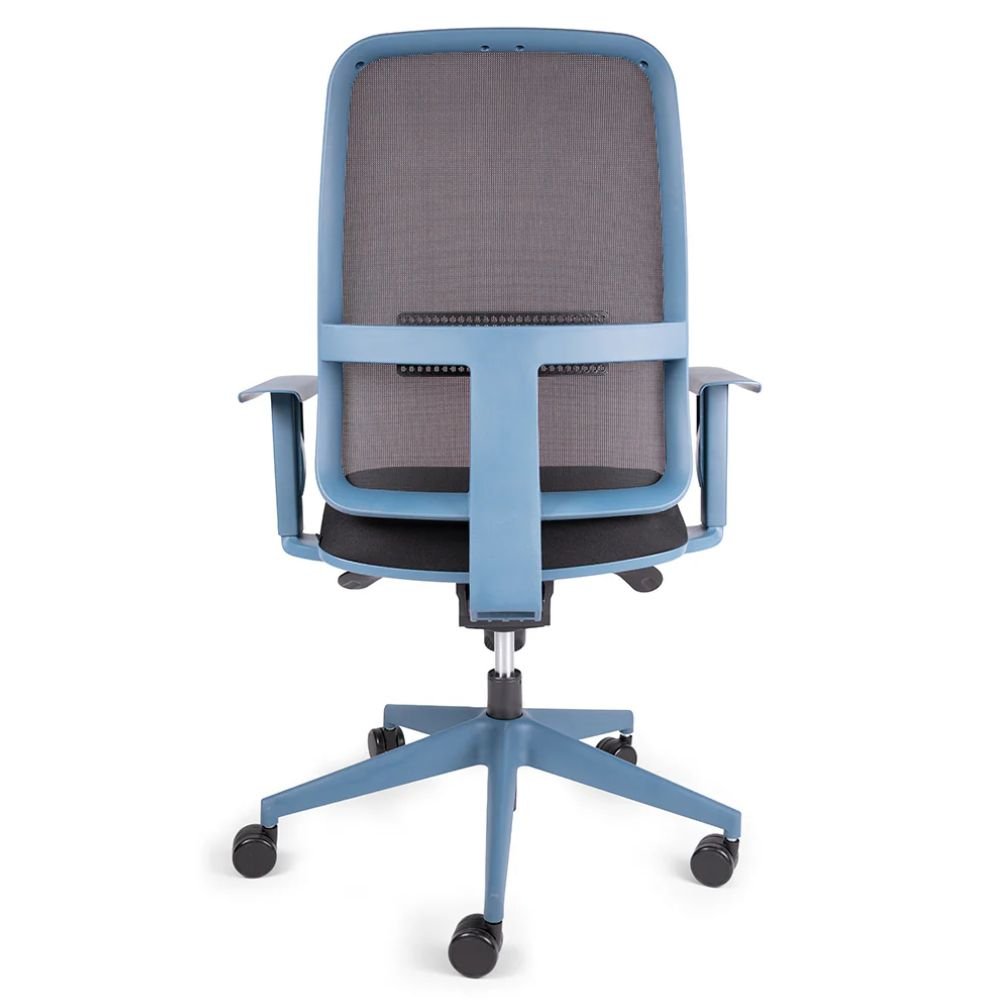 Silla ejecutiva OFFIHO BLAZE OHE-23 azul profundo con respaldo en malla y soporte lumbar ajustable.