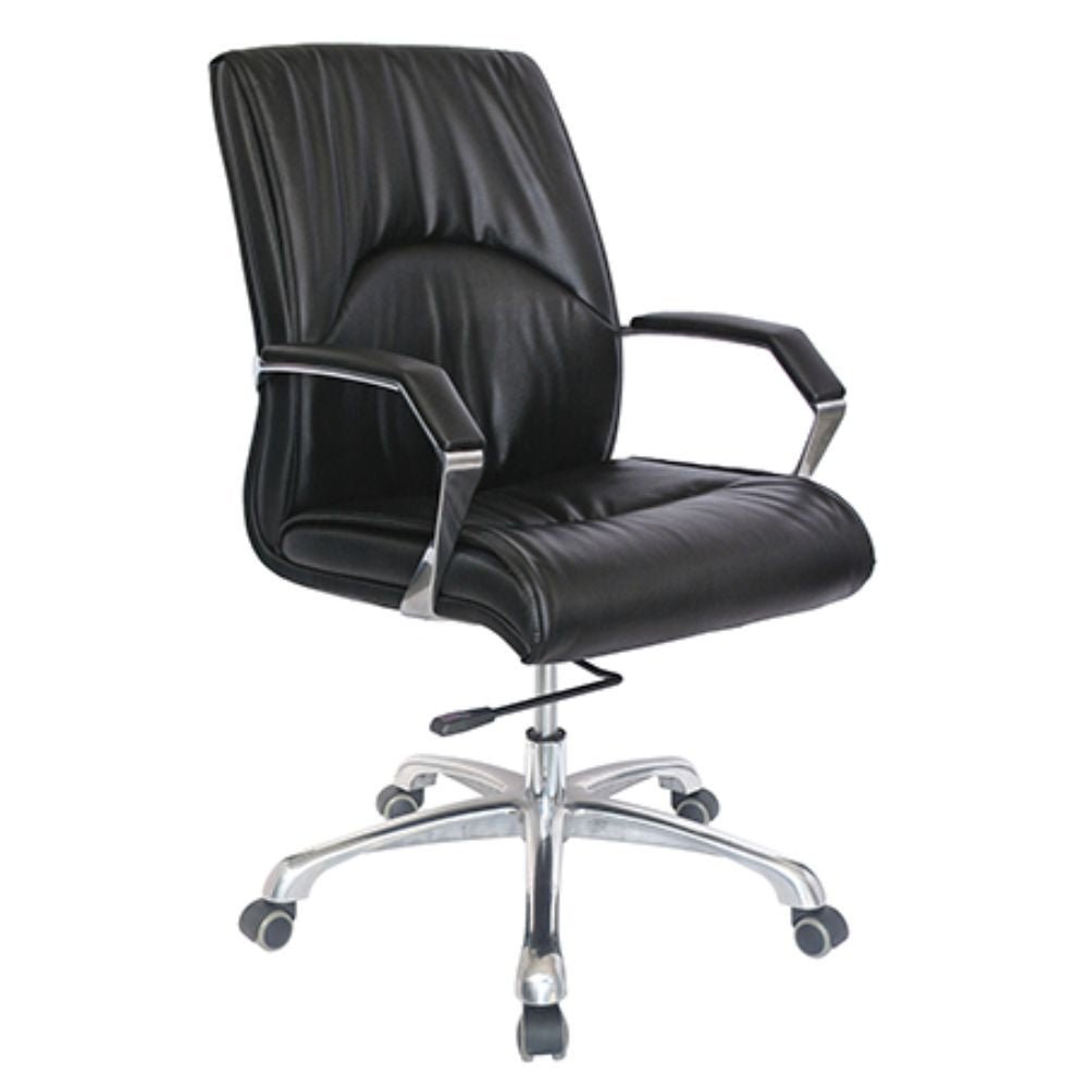 Silla directiva Offiho Ciani OHE-303 negra de respaldo bajo tapizado con brazos de aluminio pulido