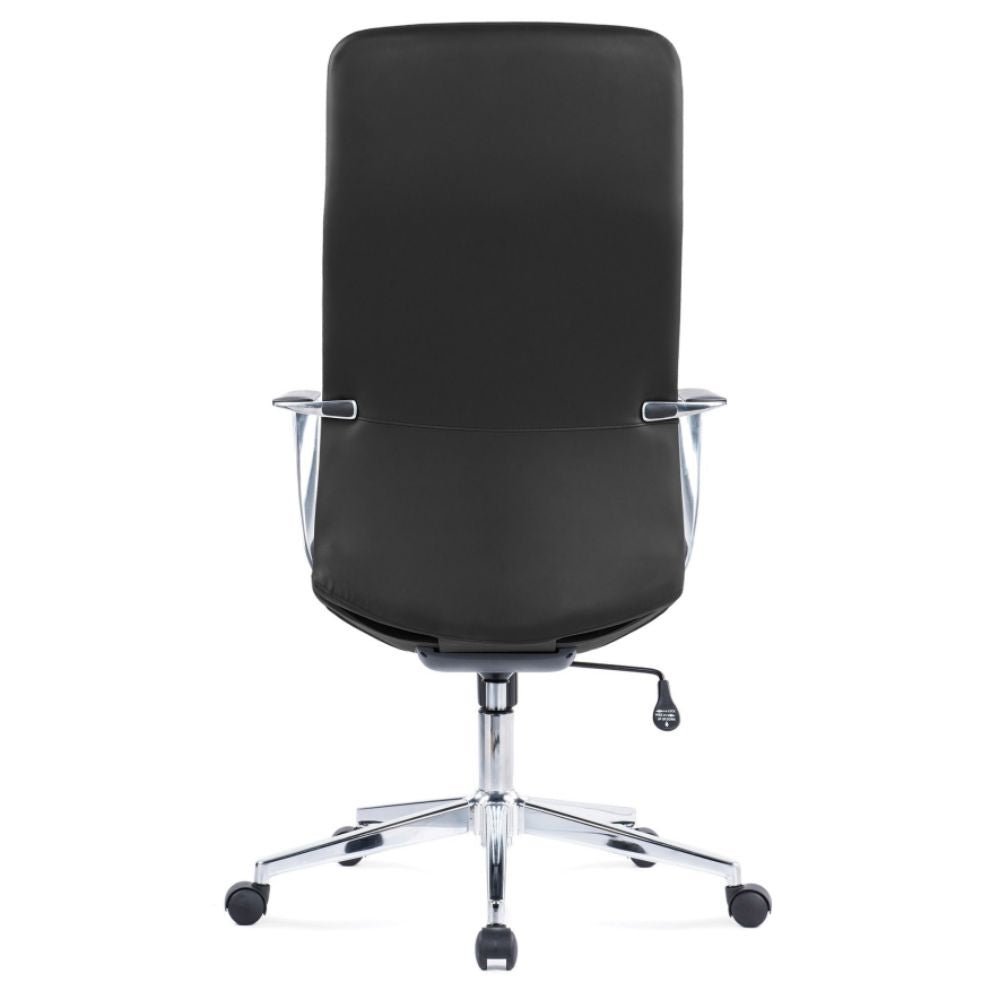 Silla de oficina directiva Offiho Fenix OHE-165 negra ergonómica con respaldo alto, brazos de aluminio y estrella cromada