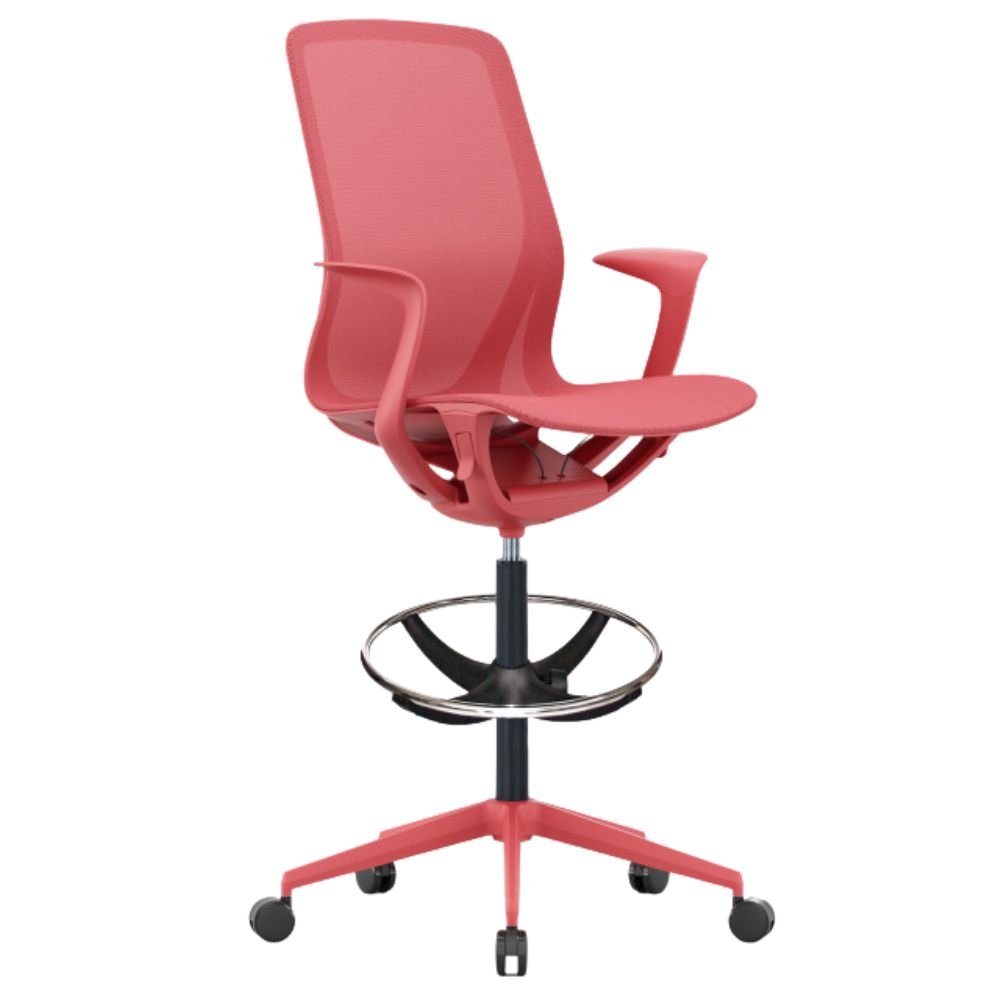 Silla de oficina kit cajero OFFIHO NET OHE-503 con asiento y respaldo en malla, aro cromado y base estrella