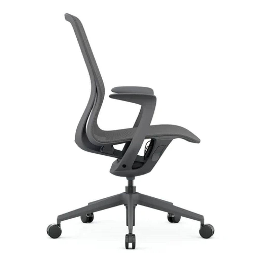 Silla de oficina operativa Offiho Net OHE-503 con asiento y respaldo en malla, brazos y base estrella