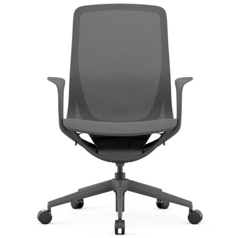 Silla de oficina operativa Offiho Net OHE-503 con asiento y respaldo en malla, brazos y base estrella