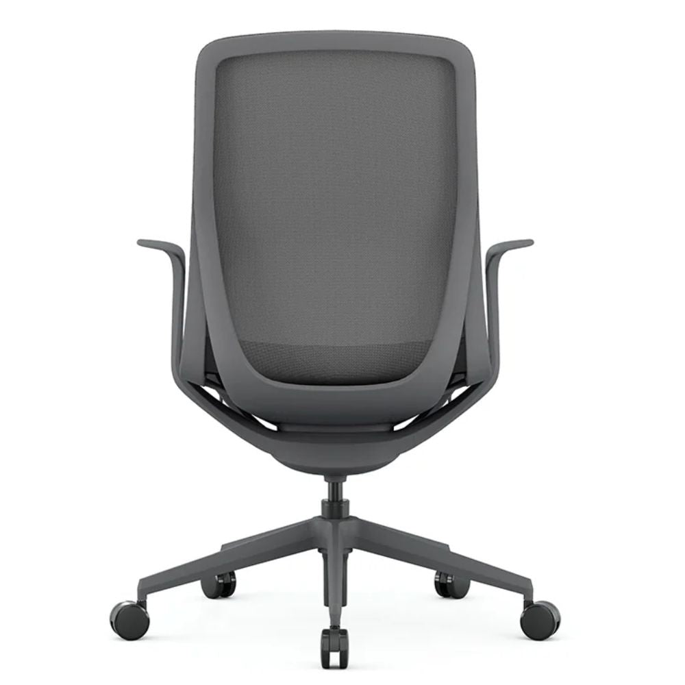 Silla de oficina operativa Offiho Net OHE-503 con asiento y respaldo en malla, brazos y base estrella