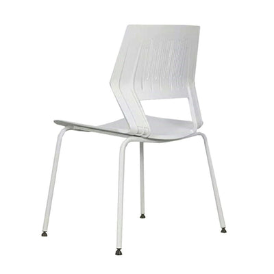 Silla comercial OFIK 1025 Air de plástico con base de cuatro patas de acero blanco apilable