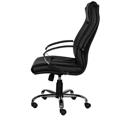 Silla directiva Ofik 373 Kahlo de respaldo alto tapizado en piel con base y descansabrazos en cromo