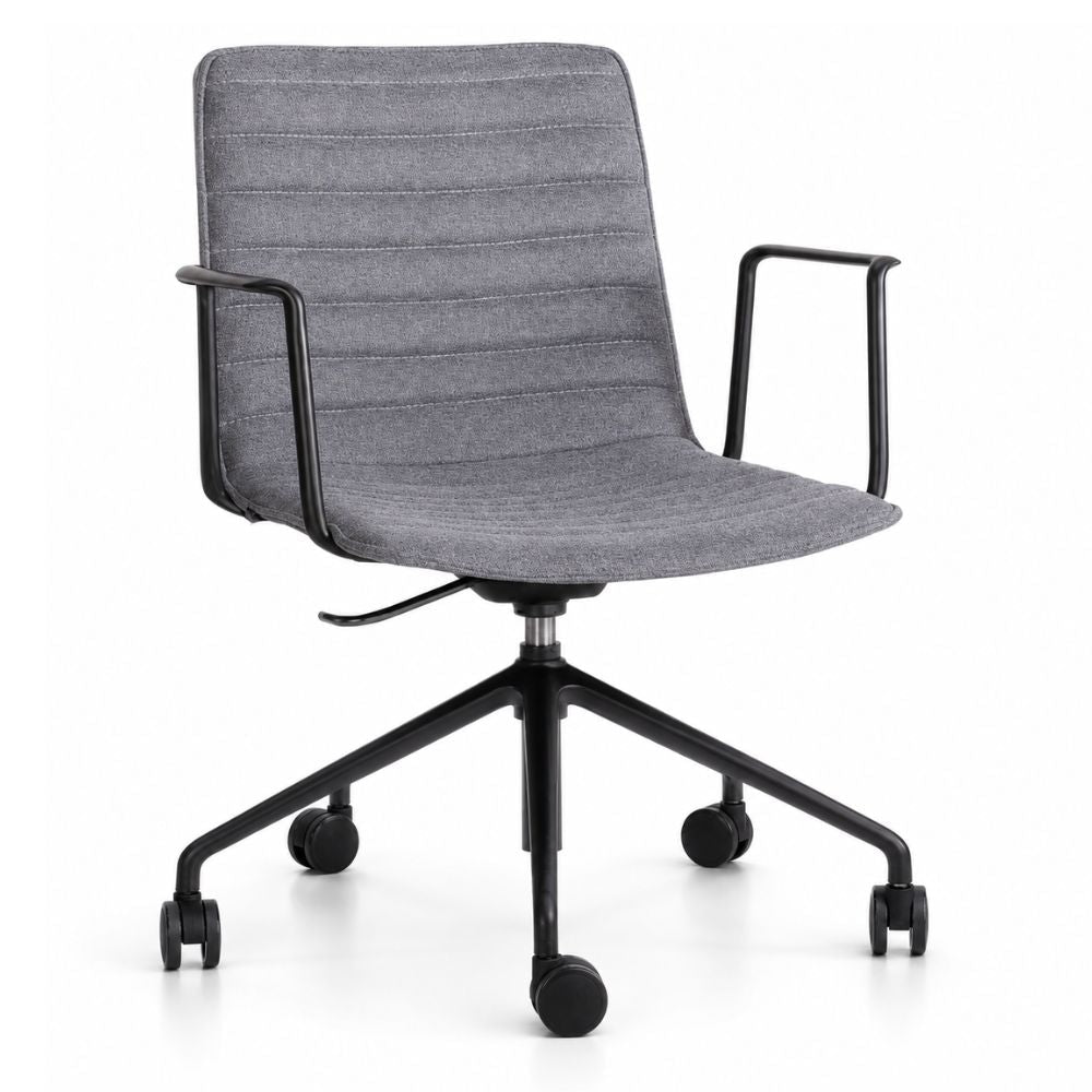 Silla Operativa de Oficina - GEBESA ENEAS - Asiento Gris - Respaldo Bajo y Base de Aluminio Fundido - GDOH143ENN - GEBESA - NOGAL BEAT - Silla Operativa