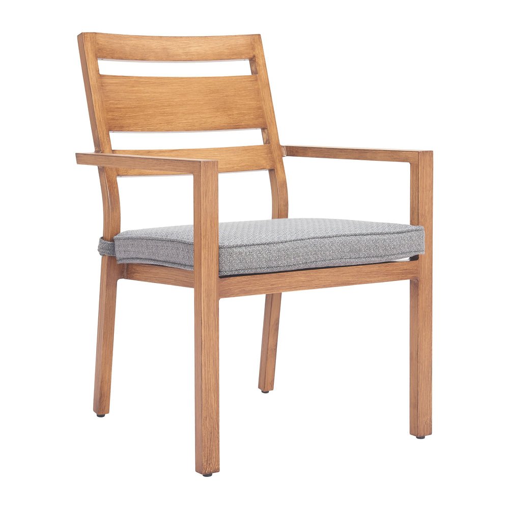 Silla para Bistró y Terraza - ZUO RADER - Natural - Asiento y Respaldo Tapizados con Tela para Exterior - 704059 - Zuo - NOGAL BEAT - Silla de Terraza