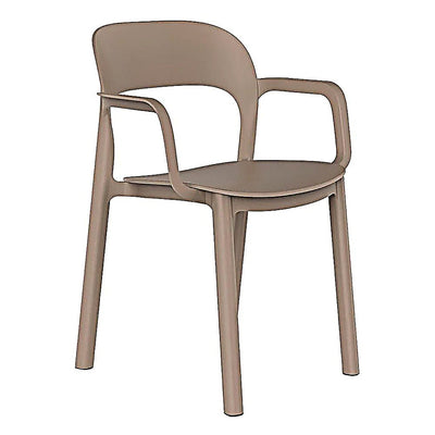 Silla para Cafetería y Comedor con Brazos - RESOL ONA ARMCHAIR - Varios Colores - Apilable con Protección UV y Asiento Sujeto con Tornillos Zincados - 03713 - Resol - NOGAL BEAT - Silla Comercial Interior