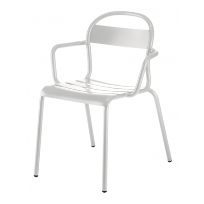 Silla de terraza Colos Stecca 2 con brazos, estructura de aluminio tubular y acabado epóxico, varios colores.