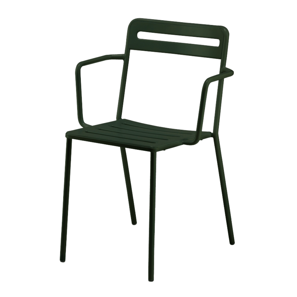 Silla de terraza Colos C 1.2/4 con brazos, estructura de acero galvanizado y pintura epóxica, varios colores.
