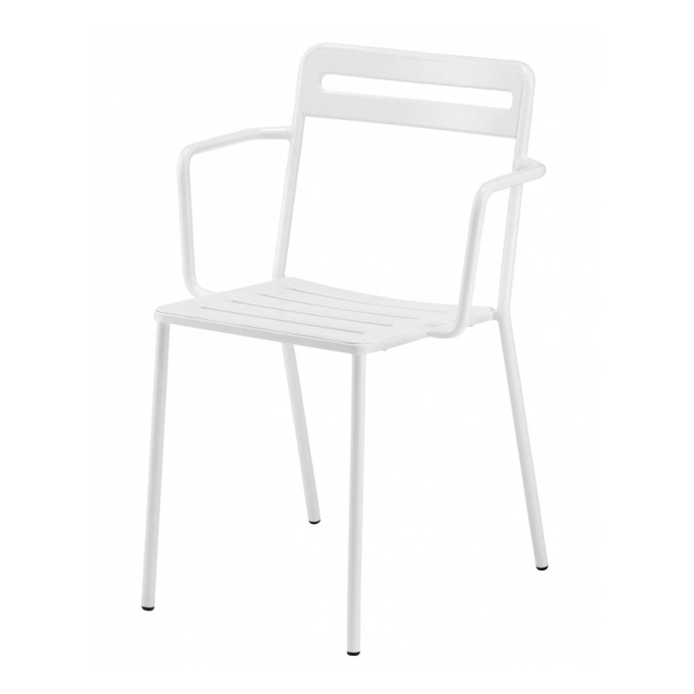Silla de terraza Colos C 1.2/4 con brazos, estructura de acero galvanizado y pintura epóxica, varios colores.